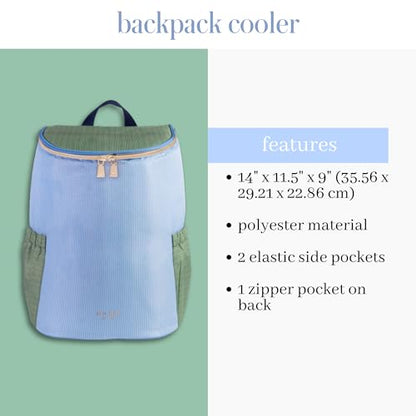 kate spade new york Insulated Backpack Cooler Large Capacity, Portable Soft Cooler Bag for Picnics, Beach, Pool, Hiking (Petite Stripe)