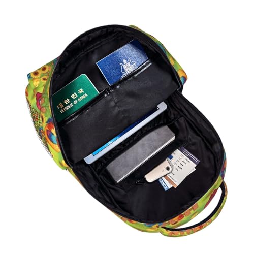 Casual Backpack Rooster Chicken Garden Flowers Painting, Lightweight Hiking Daypack with Water Bottle Holder for Travel - color: Pattern (271)