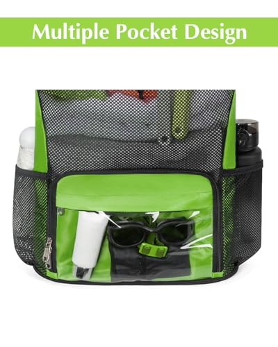 Drawstring Backpack Sandproof Beach Backpack with Shoe Compartment & Wet Pocket Waterproof Mesh Swim Bag Pool Bag for Gym, Travel and Workout Gear (Mint Green) - color: Mint Green