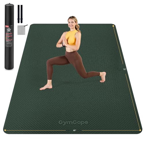 Extra Large Yoga Mat – 72"x48" or 78"x57", 1/4"–1/2" Thick Mat for Women & Men, TPE Non-Slip Pilates Mat for Home Gym, Yoga, Stretching, Meditation - color: Dark Green, size: 72x48x1/2inch