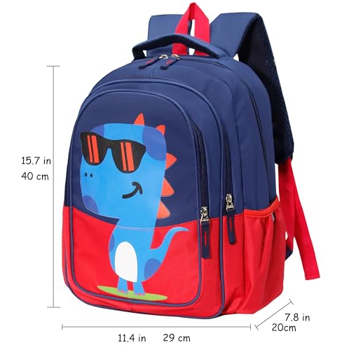 15 inch Primary School Kindergarten Schoolbag Leisure Cool Cute Cartoon Travel Backpack For Boys Girls Ages 6-10 Use - color: Dinosaur Red, size: Large