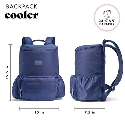 Fit & Fresh Insulated Backpack Soft Cooler – Leak-Resistant Beach & Travel Bag for Women, 24 Can Capacity Picnic & Cooler Bag - color: Midnight Blue