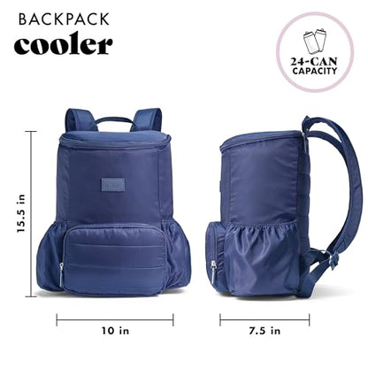 Fit & Fresh Insulated Backpack Soft Cooler – Leak-Resistant Beach & Travel Bag for Women, 24 Can Capacity Picnic & Cooler Bag - color: Midnight Blue