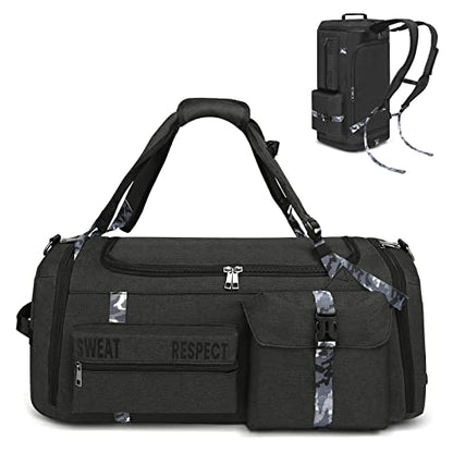 Cico Rider Gym Bags for Men Gym Duffle Bag Backpack 3-Way Sports Duffel Bags for Men with Shoe Compartment & Wet Pocket（Black） - color: BLACK