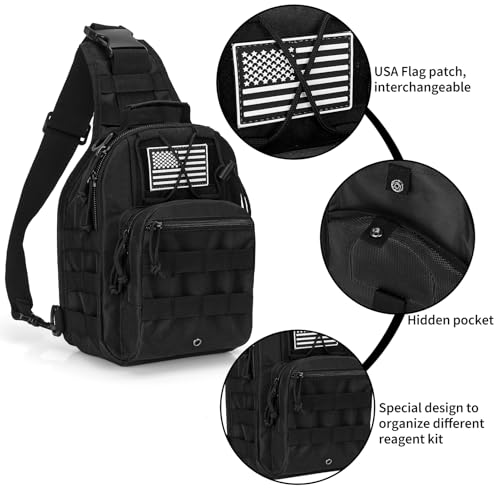First Aid Sling Backpack - EMS Equipment Emergency Medical Supplies Tactical Range Shoulder Molle Bag - Heavy Duty Sports Outdoor Rescue Pack - Perfect for Camping Hiking Trekking-Black - color: Black