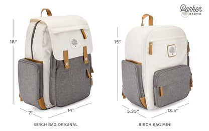 Parker Baby Diaper Backpack - Large Diaper Bag with Insulated Pockets, Stroller Straps and Changing Pad -"Birch Bag" - Cream - color: Cream