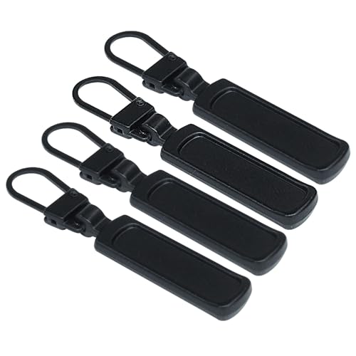 Auvotuis 4Pcs Zipper Pull Replacement for Small Holes, Detachable Tiny Zipper Replacement Slider, Spare Zipper Pulls for Luggage/Jackets/Backpacks/Boots/Purses (Black) - style: Black