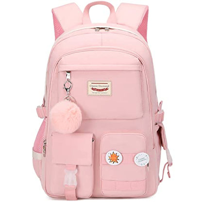 Classic Diamond School Backpack for Girls Laptop Backpack Cute Bookbag Kawaii College Backpack School Backpacks for Teens Girls Student (Pink) - color: Pink