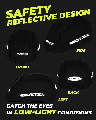 VICTGOAL Bike Helmet Cover with Reflective Stripes Waterproof Windproof Bicycle Helmets Rain Covers for Mountain Road Bike Cycling - color: Black