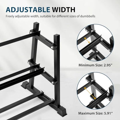 Dumbbell Rack, Bongkim Dumbbell Set with Rack Stand, Dumbbells Weights Rack for Home Gym, Weight Rack for Dumbbells, Kettlebells, and Weight Plates 1100LBS - color: matte black