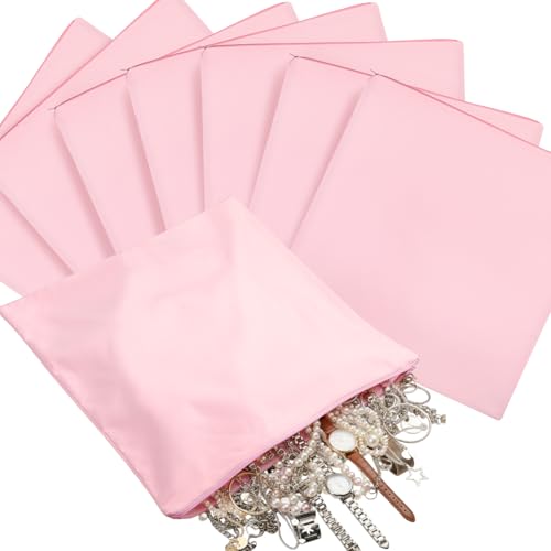 Sanwuta 8 Pcs Zippered Silver Storage Bags Anti Tarnish Silver Pouches Keeper Jewelry Storage Protector Bags (15 x 15 Inch,Pink) - color: Pink, size: 15 x 15 Inch