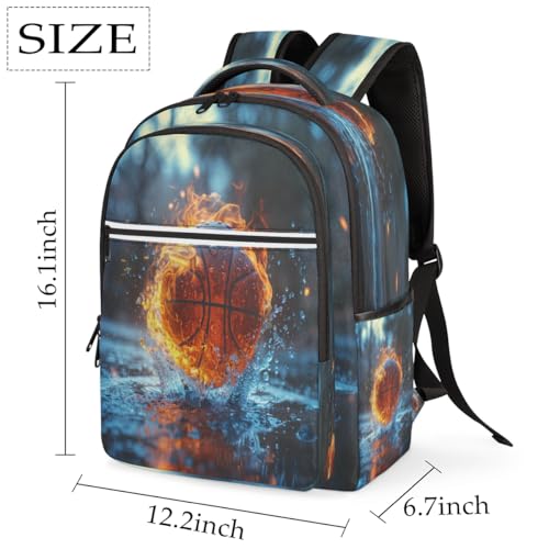 Basketball Travel Laptop Backpack Fits 15.6 Inch Laptops Unisex Lightweight Business Backpack with Adjustable Shoulder Straps for Daily Use Commute Office Travel