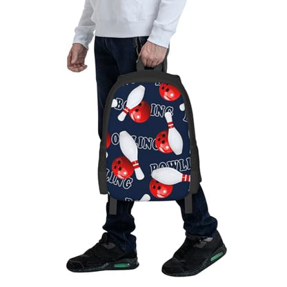 Bowling Backpack Laptop Travel Bag Adjustable Backpack Print Daypack for Men Women 16.5 In - color: Style 2