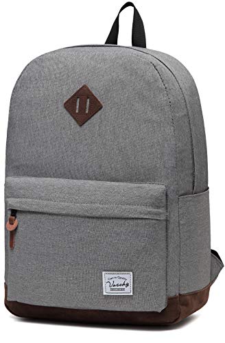 Backpack for Men Women,VASCHY Classic Water-resistant Lightweight Travel School Backpack Casual Daypack - color: Charcoal Grey