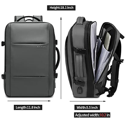 BANGE Expandable Travel Backpack,35LCarry on Backpack for Women Men Airline Approved Gym Backpack Waterproof Business Laptop Daypack… - color: Green, size: 35L(expansion)