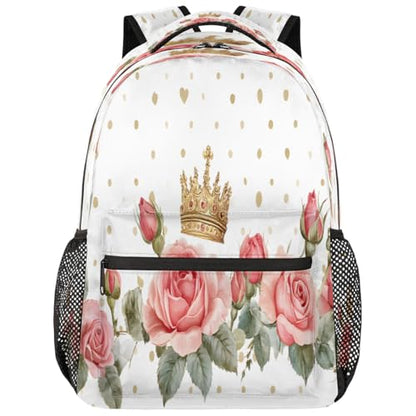 Crown Roses Laptop Backpack for Women 17 inch Backpacks Lightweight Computer Bag Rucksack Casual Daypack Work Travel - color: Multicolor-4