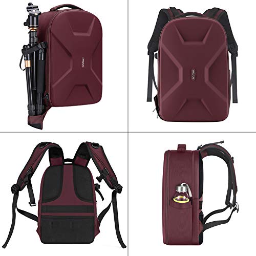 MOSISO Camera Backpack, DSLR/SLR/Mirrorless Photography Camera Bag 15-16 inch Waterproof Hardshell Case with Tripod Holder&Laptop Compartment Compatible with Canon/Nikon/Sony, Wine Red - color: Wine Red