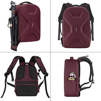 MOSISO Camera Backpack, DSLR/SLR/Mirrorless Photography Camera Bag 15-16 inch Waterproof Hardshell Case with Tripod Holder&Laptop Compartment Compatible with Canon/Nikon/Sony, Wine Red - color: Wine Red