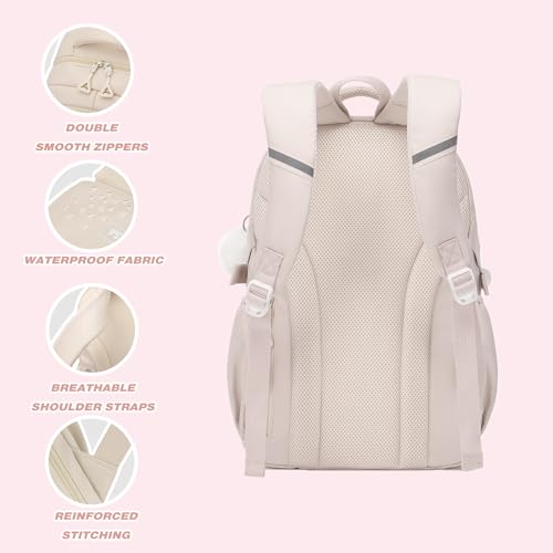 School Backpacks for Girls, Middle Schoolbag Elementary Student Bookbag, Large Casual School Daypacks for Teens Girls (White) - color: White