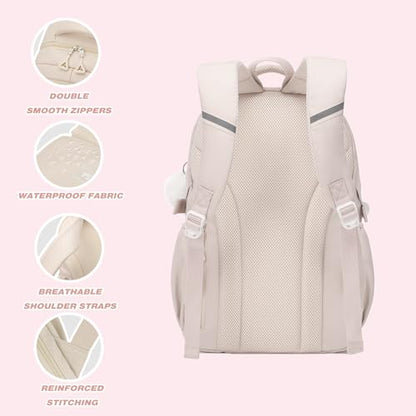 School Backpacks for Girls, Middle Schoolbag Elementary Student Bookbag, Large Casual School Daypacks for Teens Girls (White) - color: White