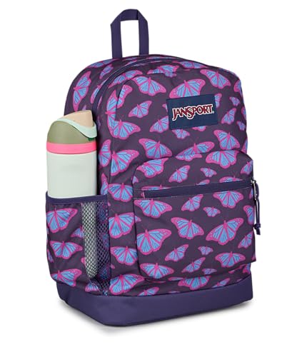JanSport Cross Town Plus Backpack - Large Main Compartment, Side Water Bottle Pocket, 15-Inch Padded Laptop Sleeve - Flutter By Purple - color: Flutter By Purple