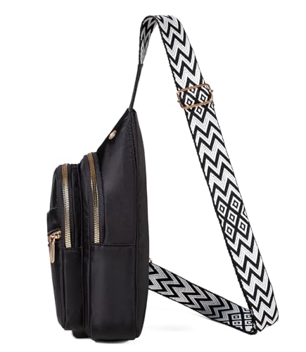 EVANCARY Small Sling Bag Crossbody Bags for Women Men, Sling Backpack Chest Daypack Cross Body Bag for Travel Outdoor - color: V Black