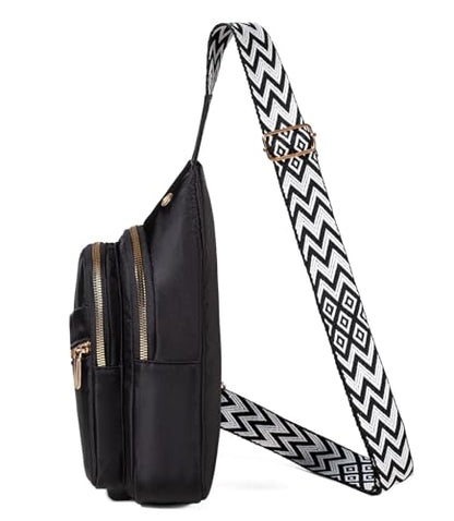 EVANCARY Small Sling Bag Crossbody Bags for Women Men, Sling Backpack Chest Daypack Cross Body Bag for Travel Outdoor - color: V Black