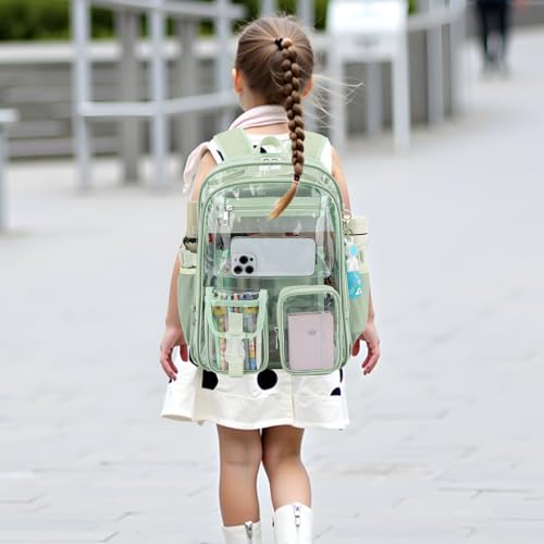 Clear Backpack Heavy Duty Transparent Backpacks Stadium Approved for School Work Sport Travel (Matcha Green) - color: Matcha Green
