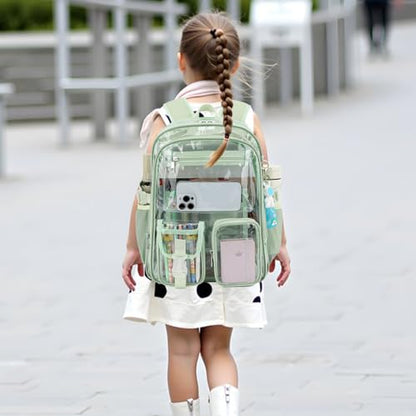 Clear Backpack Heavy Duty Transparent Backpacks Stadium Approved for School Work Sport Travel (Matcha Green) - color: Matcha Green