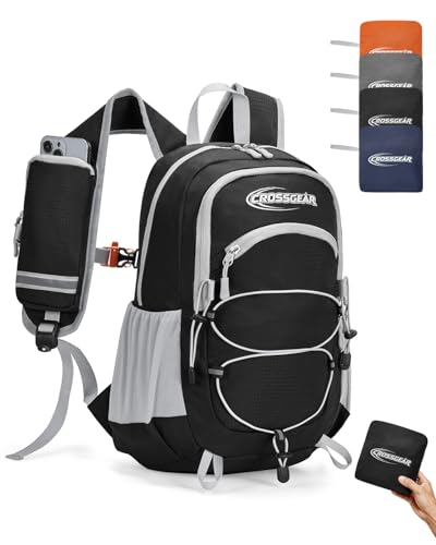 CROSSGEAR 24L Hiking Backpack, Lightweight Foldable Packable Daypack with RFID Pocket, Multi-Pocket, Nylon Small Travel Backpack, Water Resistant for Travel, Camping, Outdoor, Black - color: 24l Black, size: Medium