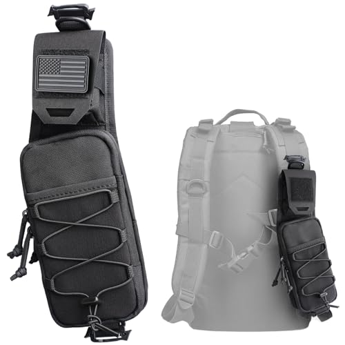 WYNEX Molle Backpack Accessories Pouch of Curve Design Version, Tactical Backpack Strap Pouch Hiking Backpack Attachment Pack - color: Black-1pcs Left