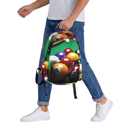 Billiards Travel Backpack for Men Women 15.6 inch Laptop Backpack Casual Daypack for Weekender - color: Billiards