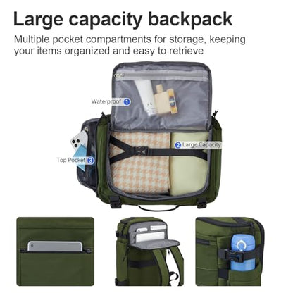 Carry On Travel Backpack Flight Approved Laptop Backpack Business Work Backpack for Women Men Large Capacity Casual Daypack with Wet/Dry Separation Pockets, Dark Green - color: Dark Green, style: B