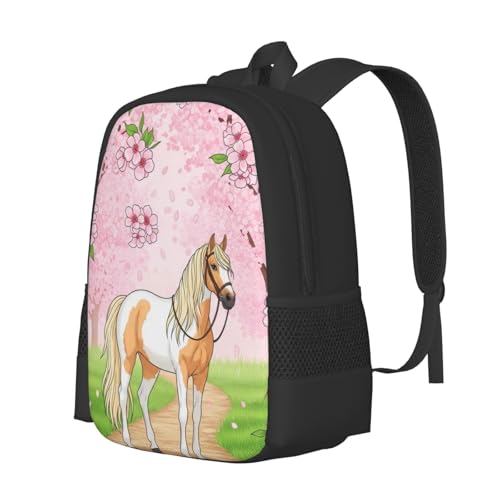 Lightweight Polyester Daypack Animal White Horse, Anti Theft Large Capacity Travel Hiking Backpack Unisex Carry On Bag for Outdoor Commute Business Use - color: Design (871)
