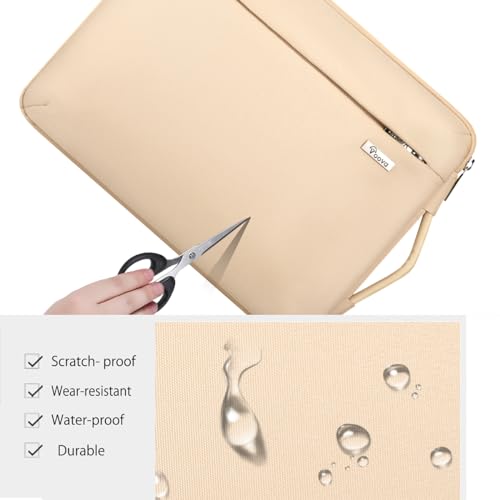 Voova Laptop Sleeve Case 15.6 16 Inch with Handle, 360° Protective Waterproof Slim Computer Bag Cover Compatible with MacBook Pro M2/M3/M4 16, HP Acer Lenovo Yoga ThinkPad Asus Laptop, Beige - color: Apricot, size: 15.6-16 Inch