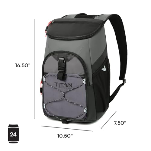 Titan by Arctic Zone Backpack Cooler, Insulated Soft Sided Bag with Leak Proof Lining and Padded Straps, for Lunch, Picnic, and Travel, 24 Can Capacity - color: Sharkskin Gray