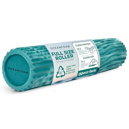 Oceanfoam Tidal Roller - Jade & Seafoam Marbled - Muscle Massage Foam Roller for Back Pain & Stretching - Firm and Ergonomic Wide Wave Textured - Yoga, Athletics, & Wellness - Full Size, 20" x 5" - color: Jade & Seafoam Marbled