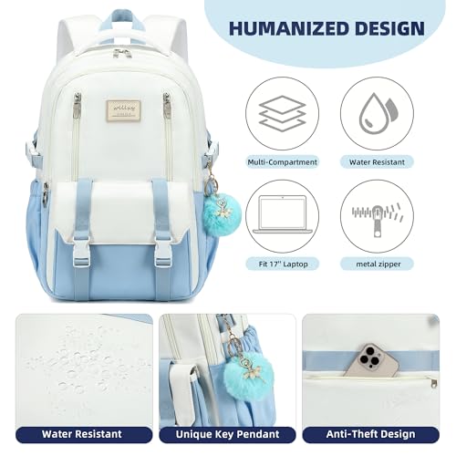 Caoroky knight Travel Laptop Backpack for Women Girls Elementary High School Bag College Backpacks Waterproof Daypack Large Bookbags Purse for Teens Students Computer Bags 15.6 Inch-Blue - color: Blue
