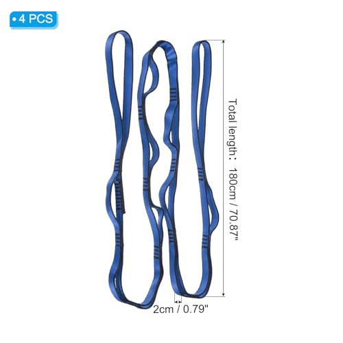 PATIKIL Daisy Chain Straps, Strong Climbing Strap Adjustable Nylon Chain Sling with Loops for Aerial Yoga Hammock Swing - color: Blue, size: 71 Inch