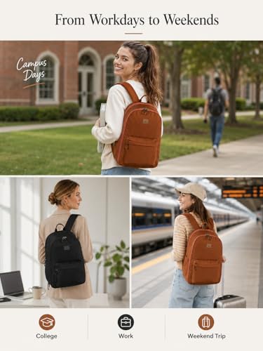Hanke Expandable Laptop Backpack for Women and Men, 24L-30L Travel Backpack, 15.6 Inch College Laptop Bookbag for Work, Water Resistant Carry On Personal Item Bag, Black - color: Black