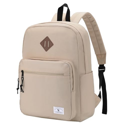 VX VONXURY Backpack for Men Women, Lightweight Kids School Bag, Classic Basic Laptop Bookbag for College Work Travel Hiking - color: Beige