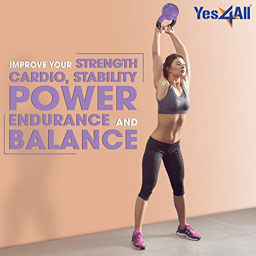 Yes4All Kettlebell, Vinyl Coated Kettlebell Cast Iron Sets with Stable Flat Bottom for Full Body Workout, Push up, Grip Strength Training & Weights Exercises - color: Multicolor, style: 5 - 15lb