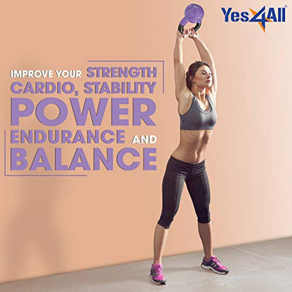 Yes4All Kettlebell, Vinyl Coated Kettlebell Cast Iron Sets with Stable Flat Bottom for Full Body Workout, Push up, Grip Strength Training & Weights Exercises - color: Multicolor, style: 5 - 15lb