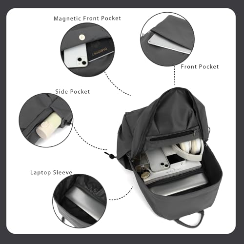 YGR Laptop Backpack for Women and Men, Waterproof Lightweight Travel Daily Rucksack Casual 15.6 inches Computer Bags for College, Grey - color: Grey