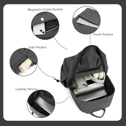 YGR Laptop Backpack for Women and Men, Waterproof Lightweight Travel Daily Rucksack Casual 15.6 inches Computer Bags for College, Grey - color: Grey