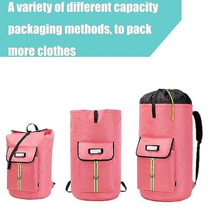 laundry bag backpack,extra-large heavy duty laundry bags,laundry backpack for college students,drawstring closure (bright red Laundry Backpack) - color: Bright Red Laundry Backpack