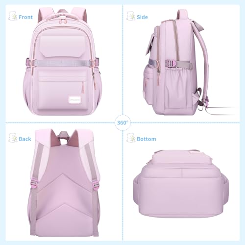 PRAGARI Kids School Backpack for Teens Girls Aesthetic Purple Backpack Lightweight College Laptop Casual Travel Bookbag - color: Purple