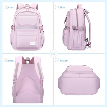 PRAGARI Kids School Backpack for Teens Girls Aesthetic Purple Backpack Lightweight College Laptop Casual Travel Bookbag - color: Purple