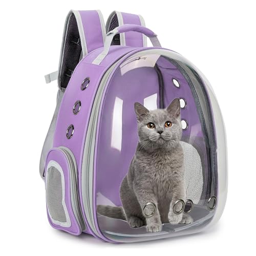 Cat Bubble Backpack Carrier for Small Medium Dogs Cats Carrying Bag, Airline Approved Pet Travel Carrying Bag Dog Hiking Walking Outdoor Backpack (Purple) - color: Purple