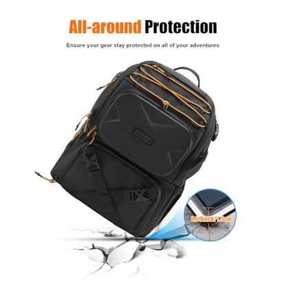 Cwatcun Camera Backpack Professional DSLR/SLR/Mirrorless, Waterproof Hardshell Case Large Camera Bag Outdoor Hiking Travel Multifunction Photography Backpack with Tripod Holder&Laptop Compartment 2.0